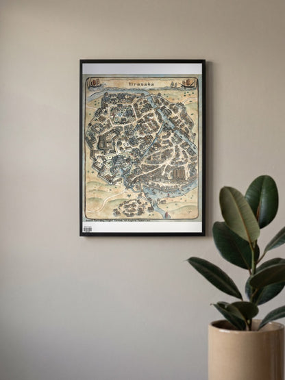 Hiresaka Fantasy City Map Fantasy Poster