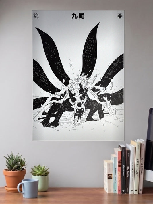 Nine Tails Kurama Ink Art Anime Poster