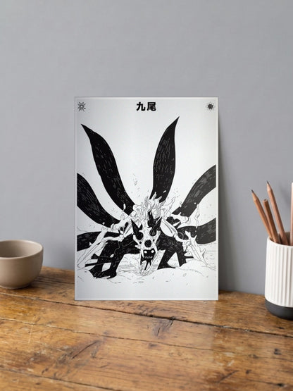 Nine Tails Kurama Ink Art Anime Poster
