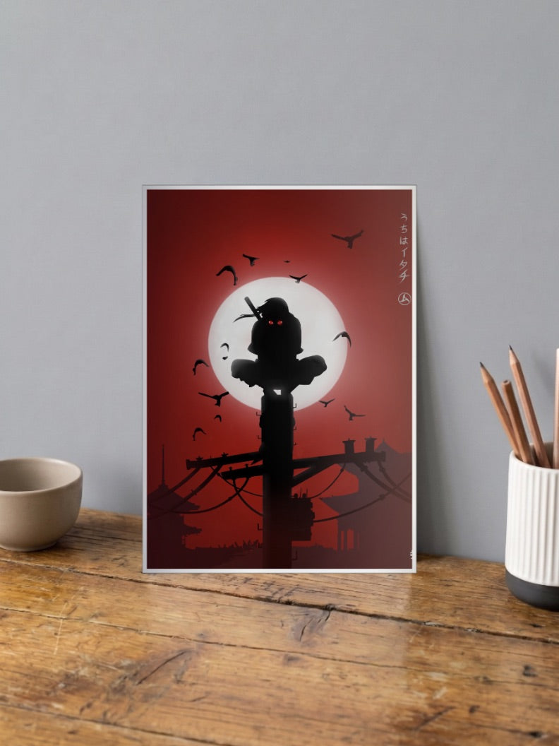 Itachi Silhouette Pole Scene Anime Poster