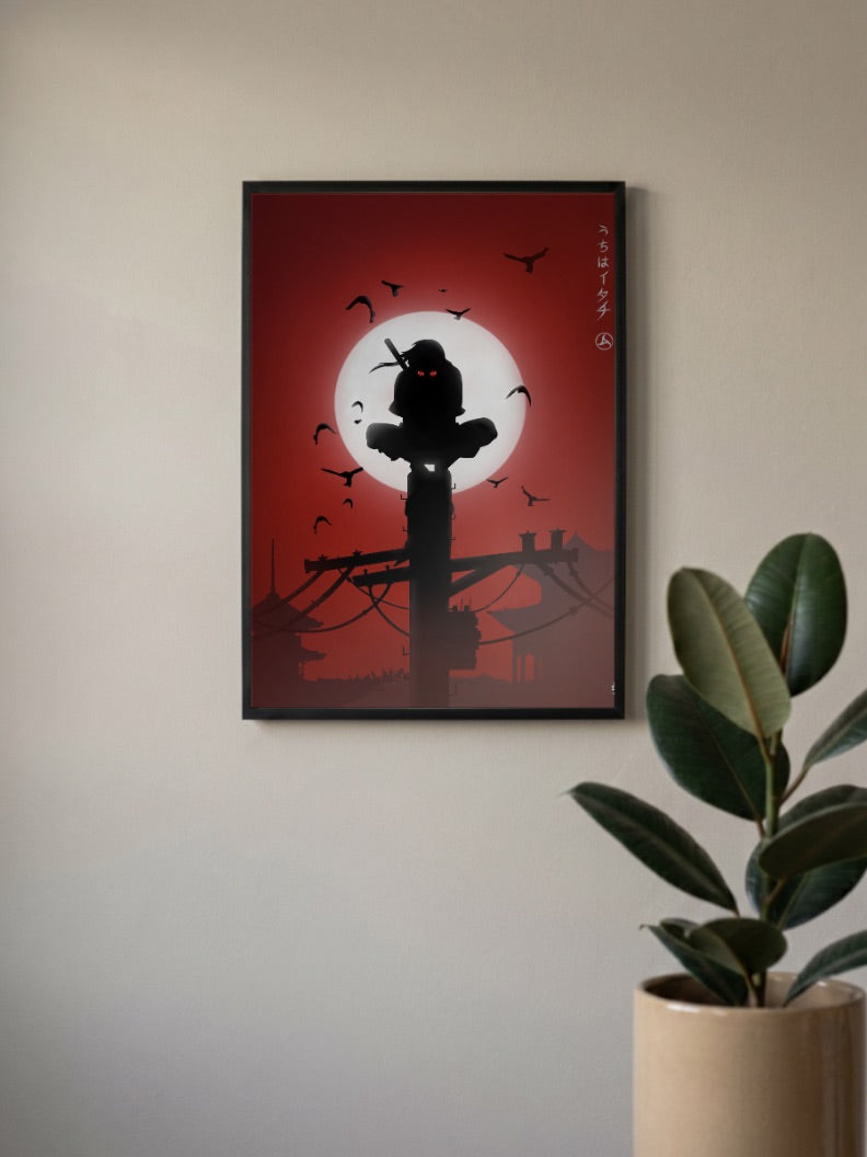 Itachi Silhouette Pole Scene Anime Poster