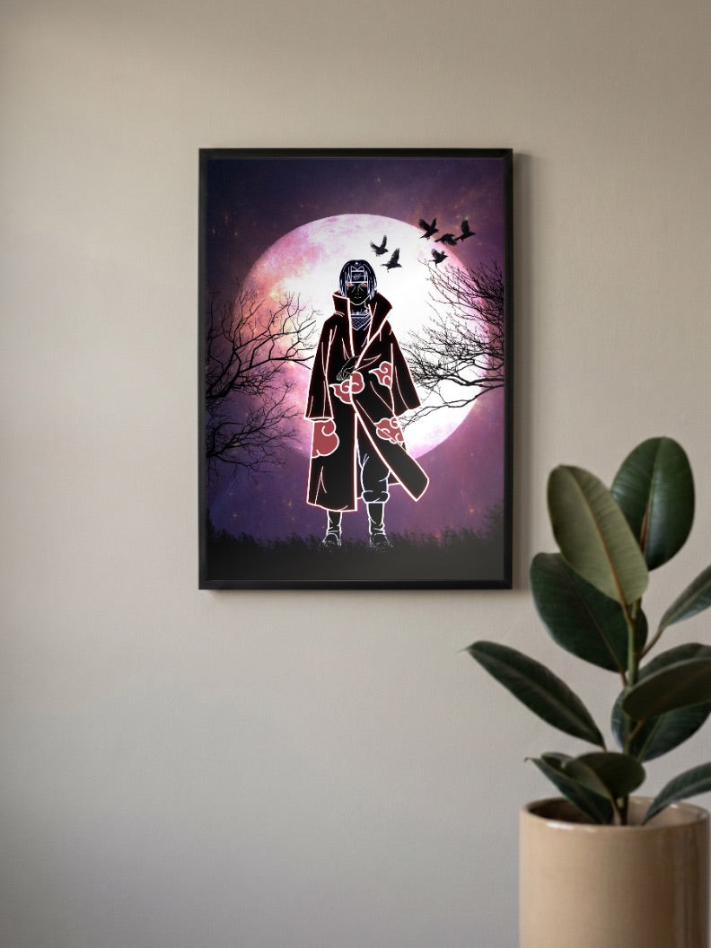 Itachi Akatsuki Cloak Silhouette Anime Poster