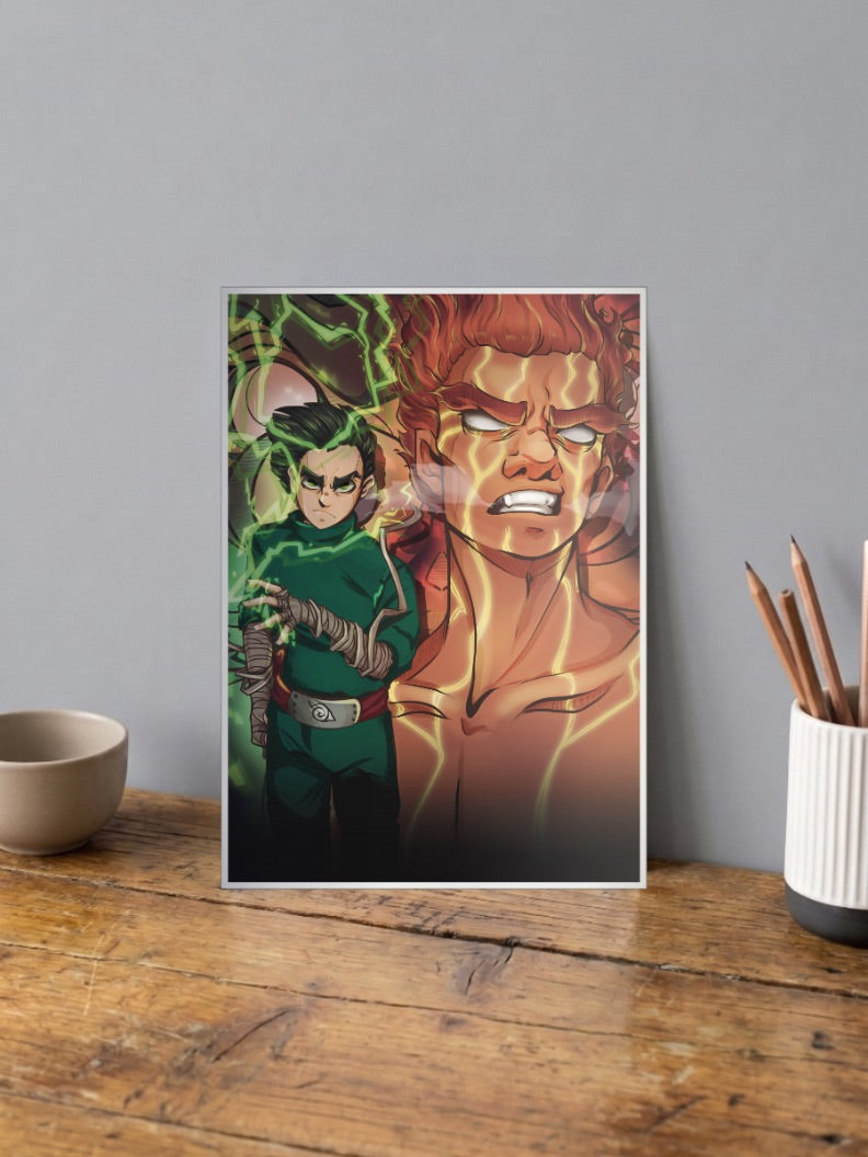 Rock Lee And Might Guy Power Anime Poster