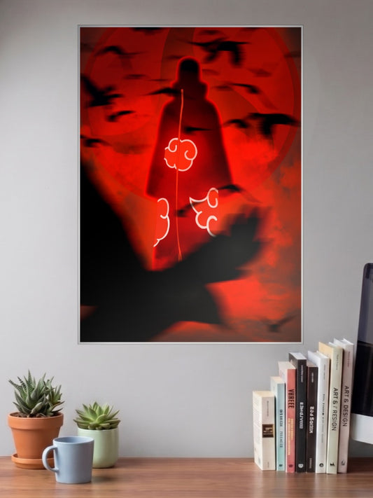 Itachi Silhouette Red Crows Anime Poster