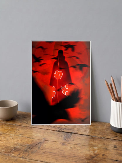 Itachi Silhouette Red Crows Anime Poster