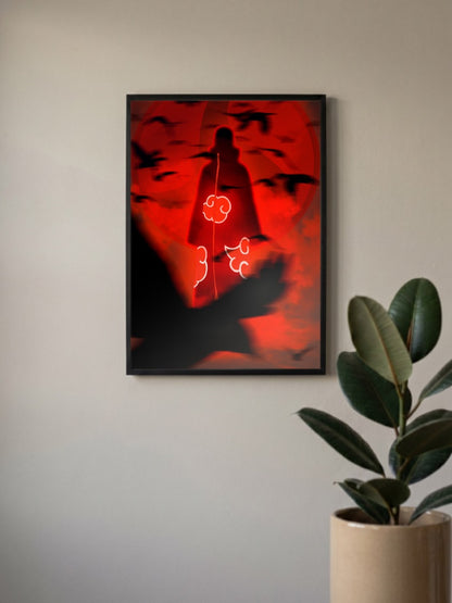 Itachi Silhouette Red Crows Anime Poster