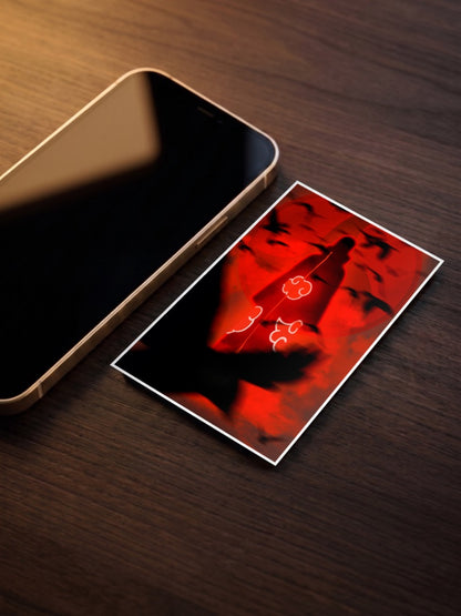 Itachi Silhouette Red Crows Anime Poster