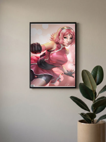 Sakura Haruno Punch Pose Anime Poster
