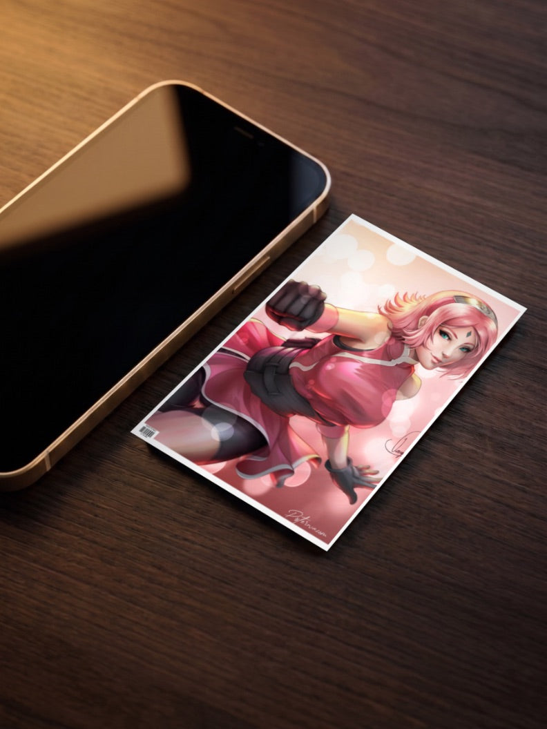 Sakura Haruno Punch Pose Anime Poster