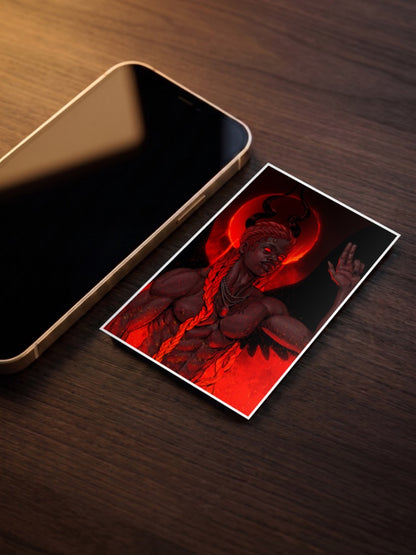 Fire Deity Glowing Eyes Portrait Gods Poster