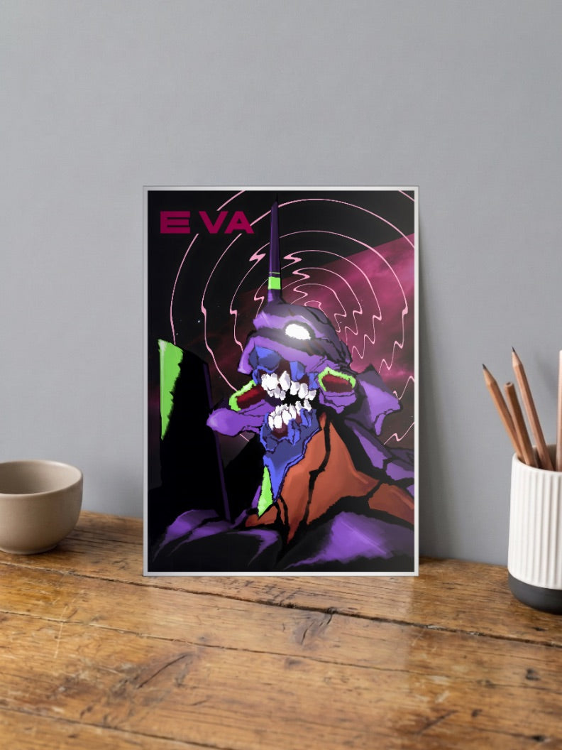 Eva Unit 01 Skull Face Art Anime Poster