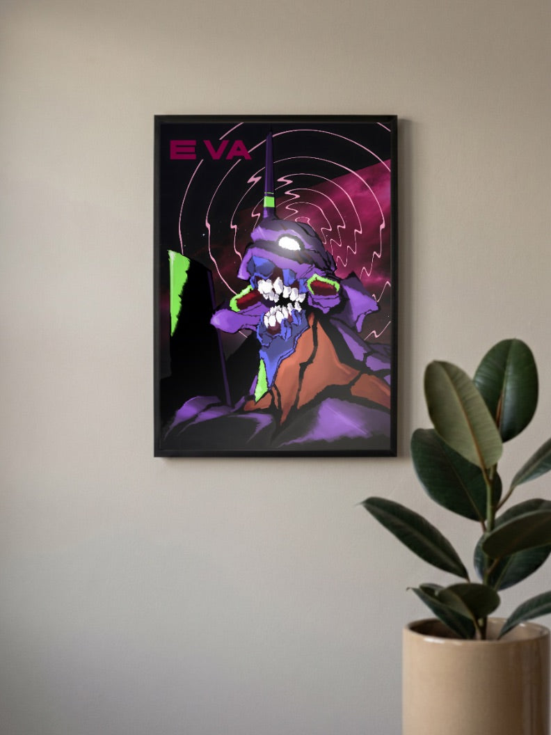 Eva Unit 01 Skull Face Art Anime Poster