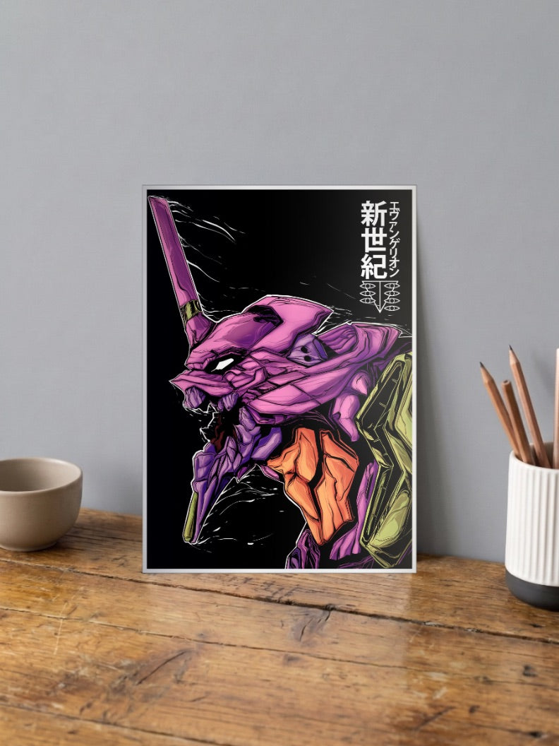 Eva Unit 01 Head Profile Art Anime Poster
