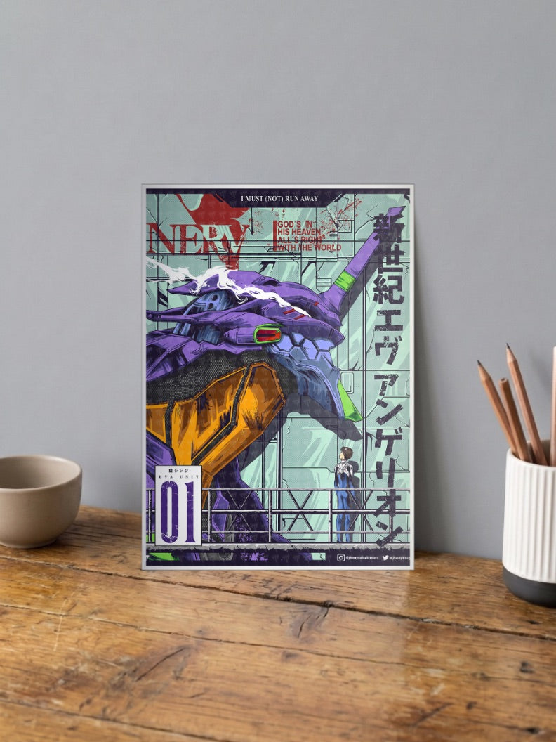Eva Unit 01 Nerv Shinji Scene Anime Poster