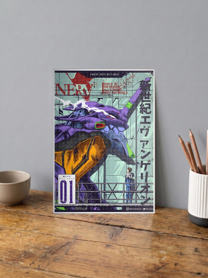 Eva Unit 01 Nerv Shinji Scene Anime Poster