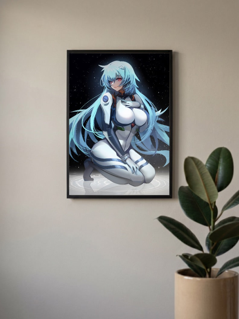Rei Ayanami Plugsuit Portrait Anime Poster