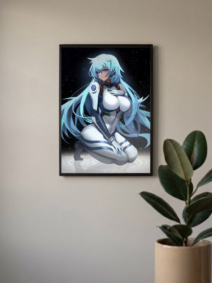 Rei Ayanami Plugsuit Portrait Anime Poster
