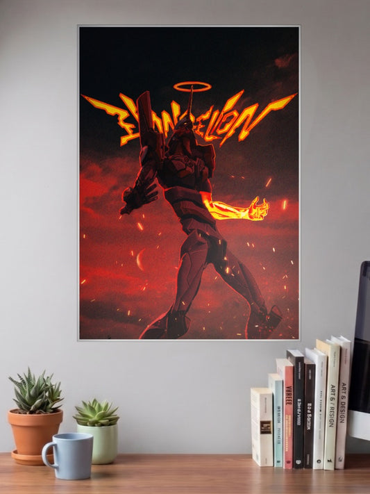 Eva Unit 01 Halo Battle Scene Anime Poster
