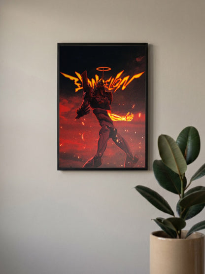 Eva Unit 01 Halo Battle Scene Anime Poster