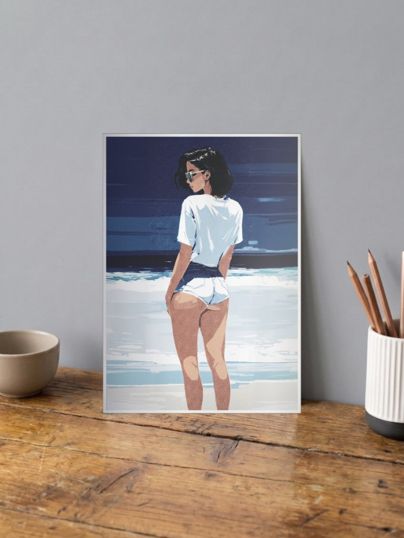 Beach Fashion Portrait Art Aesthetic Poster