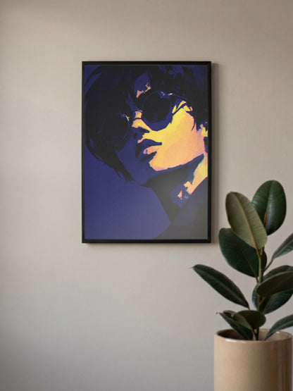 Sunglasses Neon Portrait Art Aesthetic Poster