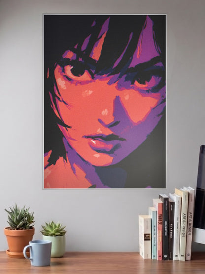 Neon Portrait Red Purple Art Aesthetic Poster