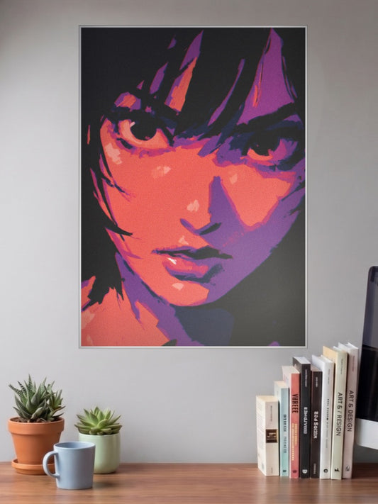 Neon Portrait Red Purple Art Aesthetic Poster