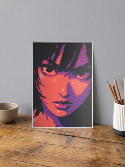 Neon Portrait Red Purple Art Aesthetic Poster