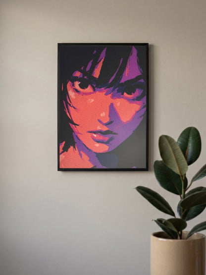 Neon Portrait Red Purple Art Aesthetic Poster