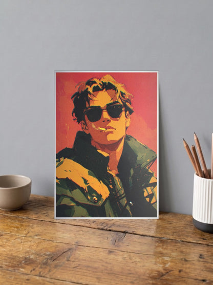 Cool Guy Neon Portrait Art Aesthetic Poster