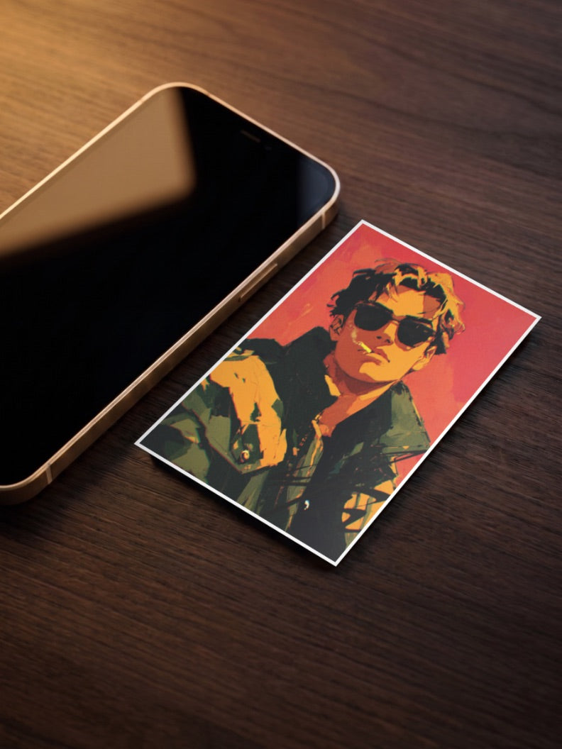 Cool Guy Neon Portrait Art Aesthetic Poster