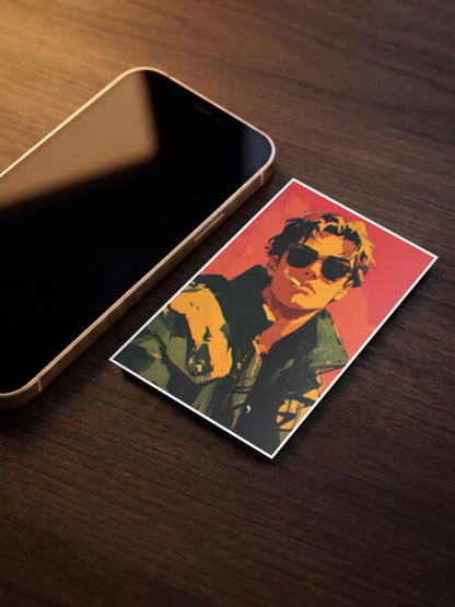 Cool Guy Neon Portrait Art Aesthetic Poster