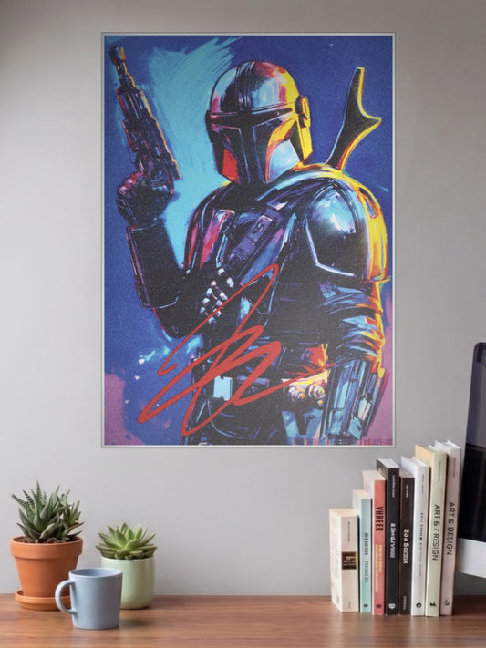 Mandalorian Neon Portrait Art Star Wars Poster