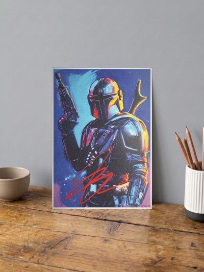 Mandalorian Neon Portrait Art Star Wars Poster