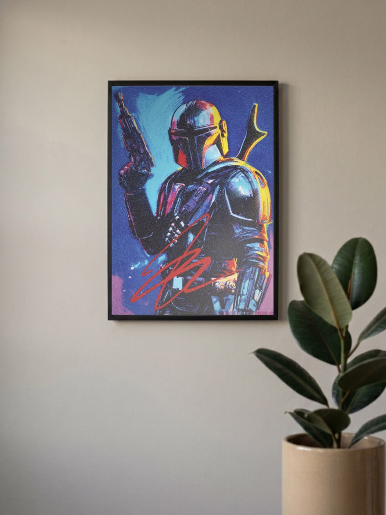 Mandalorian Neon Portrait Art Star Wars Poster
