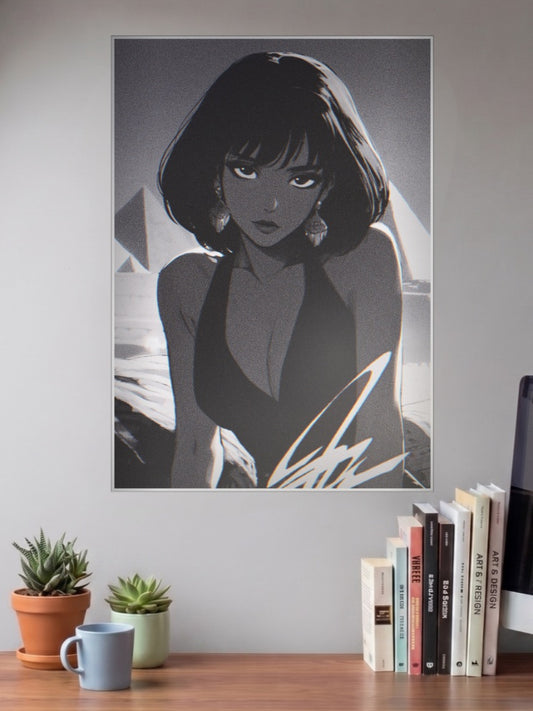 Woman Pyramid Neon Portrait Aesthetic Poster