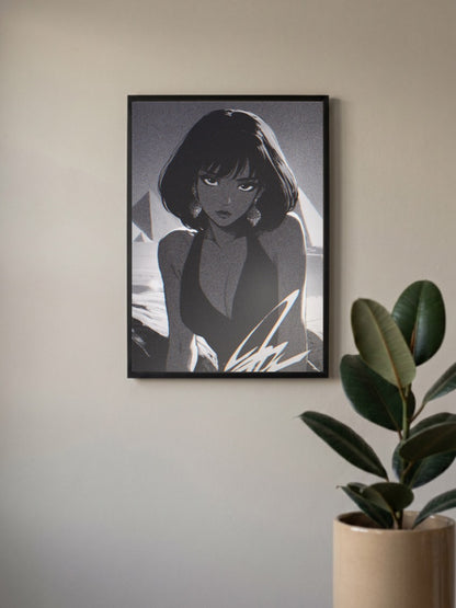 Woman Pyramid Neon Portrait Aesthetic Poster