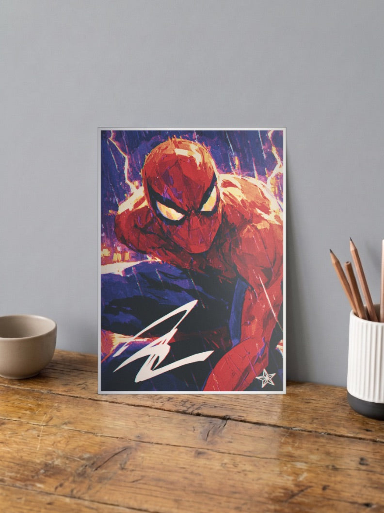Spider Man Neon Action Art Marvel Poster