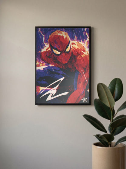 Spider Man Neon Action Art Marvel Poster