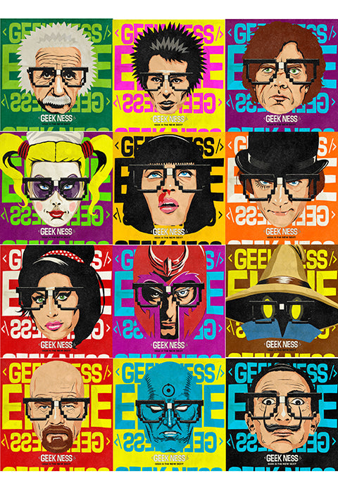 Nerdy Heros' Collage Poster