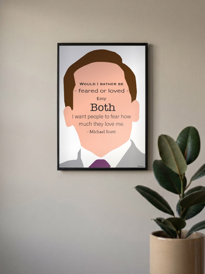 Michael Scott Feared Loved Quote Sitcom Poster