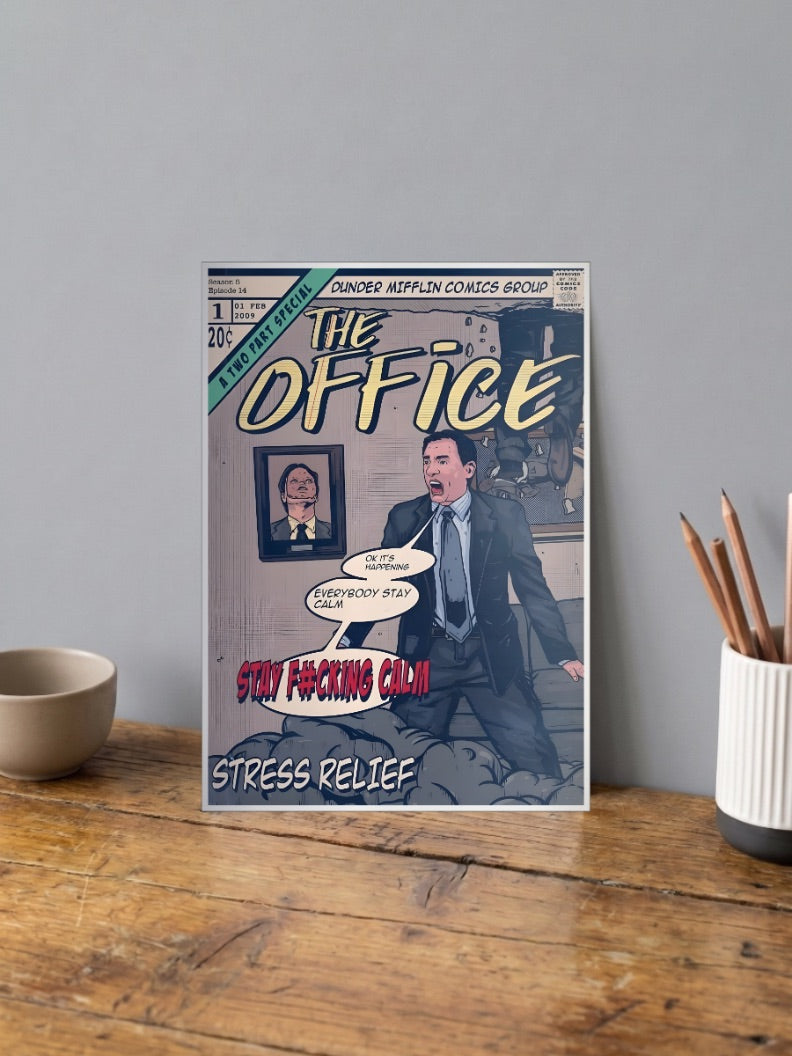 Office Stay Calm Comic Cover Sitcom Poster