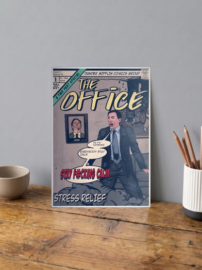 Office Stay Calm Comic Cover Sitcom Poster