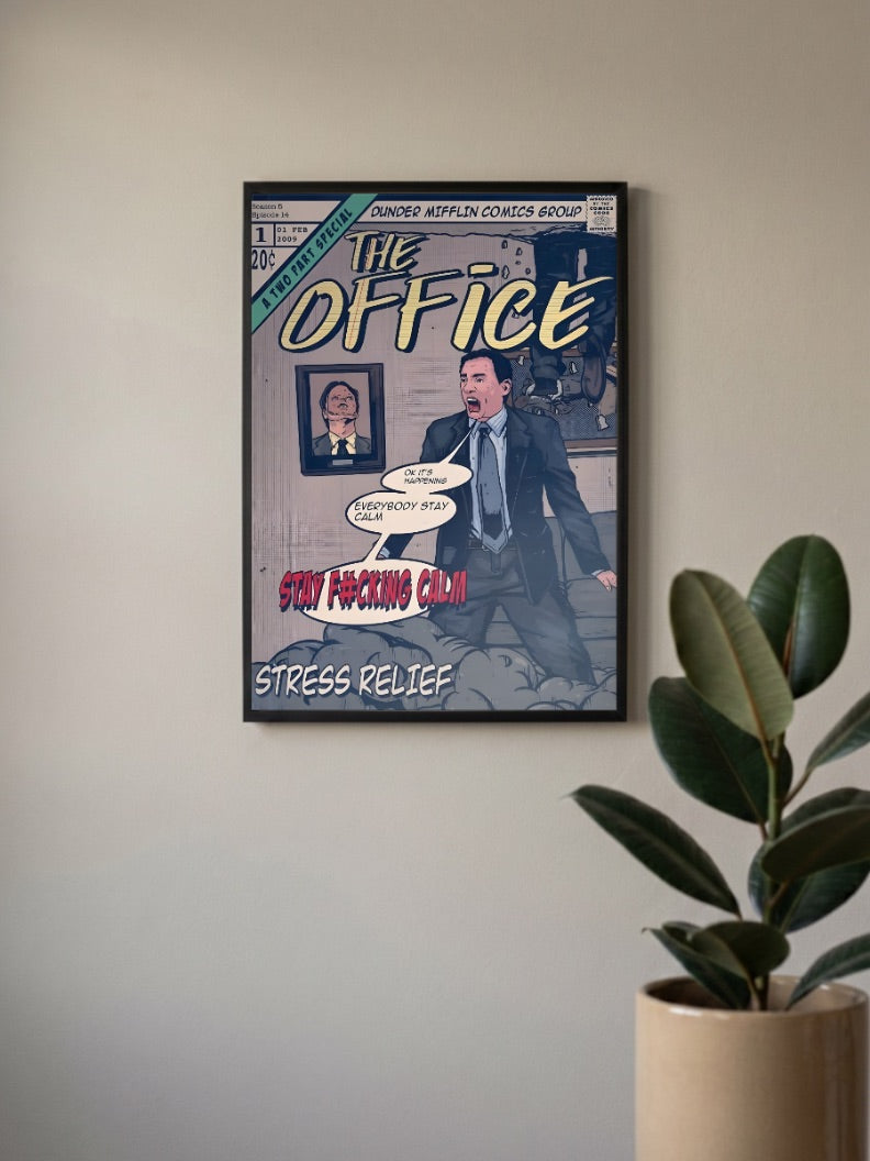 Office Stay Calm Comic Cover Sitcom Poster