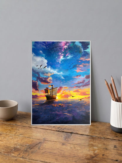One Piece Ship At Sunset Anime Poster