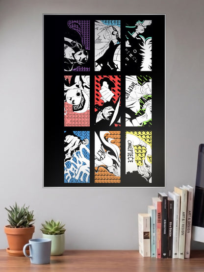 One Piece Ink Pattern Grid Anime Poster