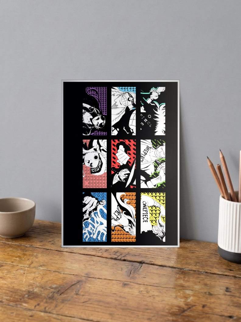 One Piece Ink Pattern Grid Anime Poster