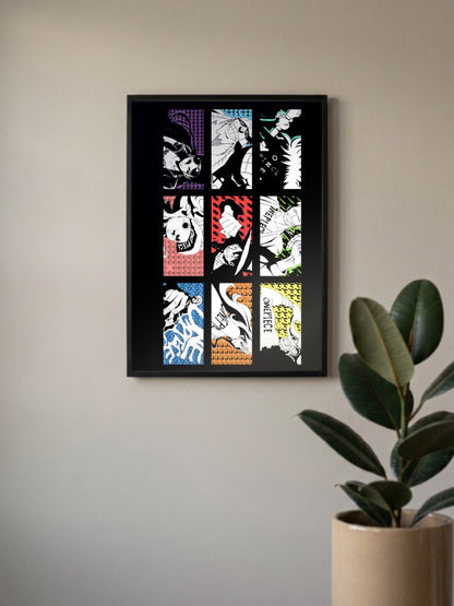 One Piece Ink Pattern Grid Anime Poster