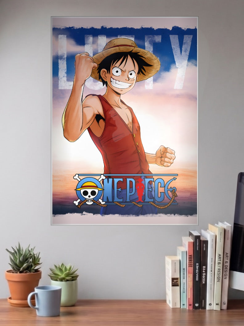 Luffy Portrait Blue Sky Anime Poster