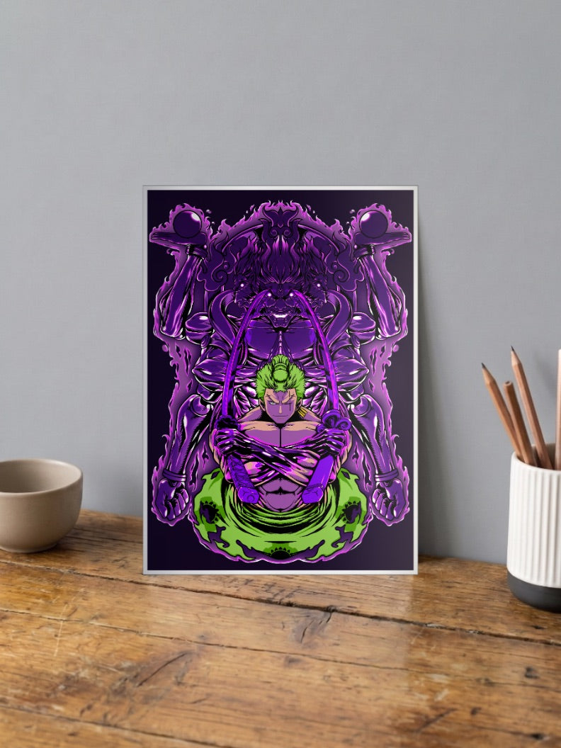 Zoro Demon Lord Throne Anime Poster